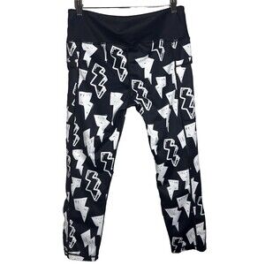 Constantly Varied Gear Leggings Thunderbolt Print Black Women's Size Medium